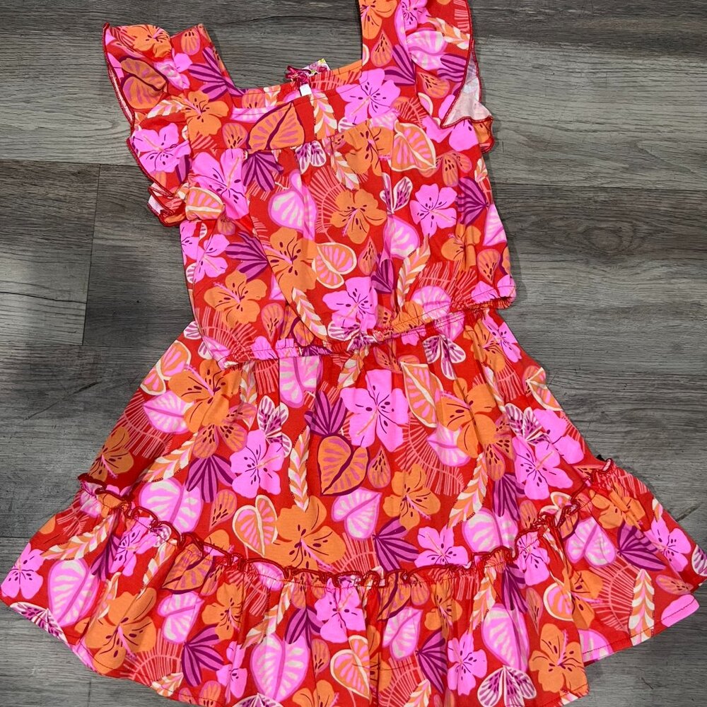 Girl's 2 pc Skirt Set W/ Ruffle Sleeve & Square Neck